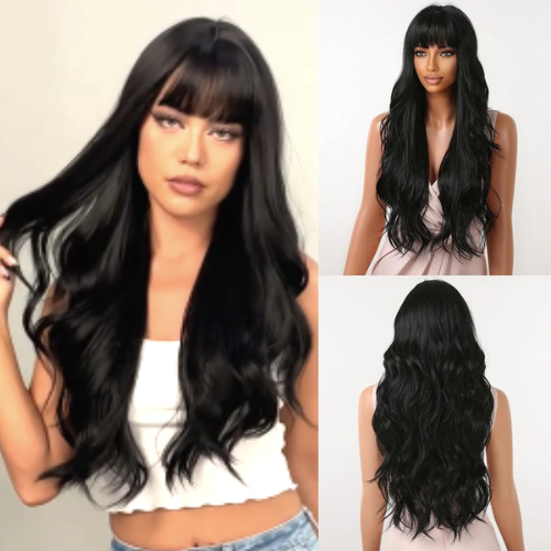 Lace Wig Alessandra Fibra Premium Com Franja 70cm