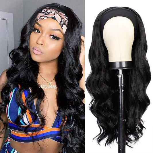 Wig com Bandana Mirella Fibra Premium Ondulada 65cm