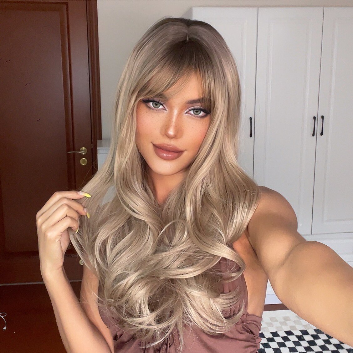 Lace wig Melinda Fibra Premium com Franja 65cm