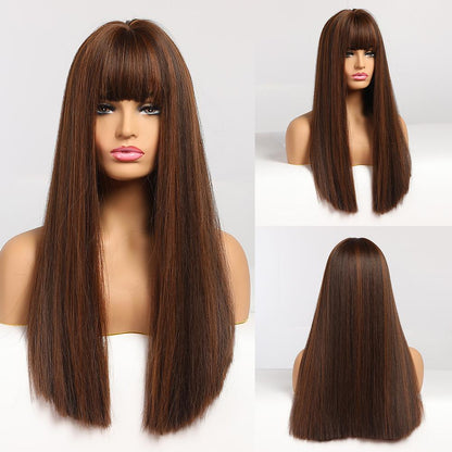 Lace Wig Com Franja Chocolate 65cm