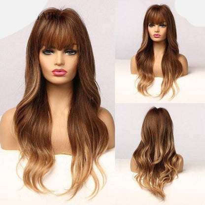 Lace Wig Com Franja Chocolate Luzes