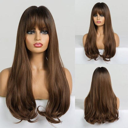 Lace Wig Com Franja Chocolate Noir