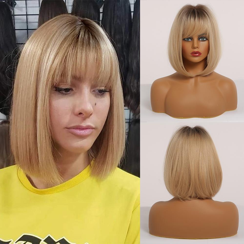 Lace Wig Com Franja Loiro Gold 25cm