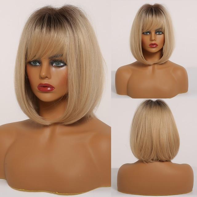 Lace Wig Curta Loiro Gold Franja