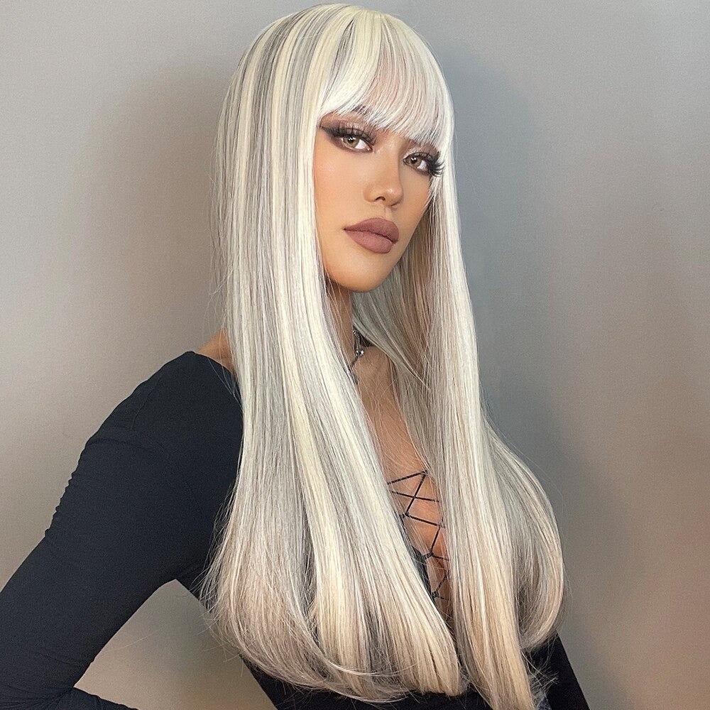 Lace Wig Bianca Fibra Premium com Franja 70cm