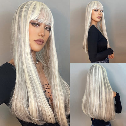 Lace Wig Bianca Fibra Premium com Franja 70cm