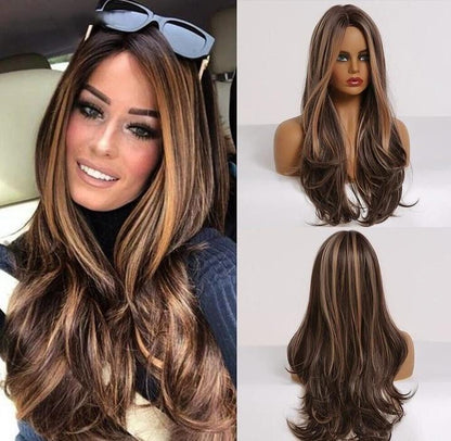 Wig Hair Chocolate Com Mechas 65cm